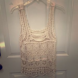Crochet cream tank